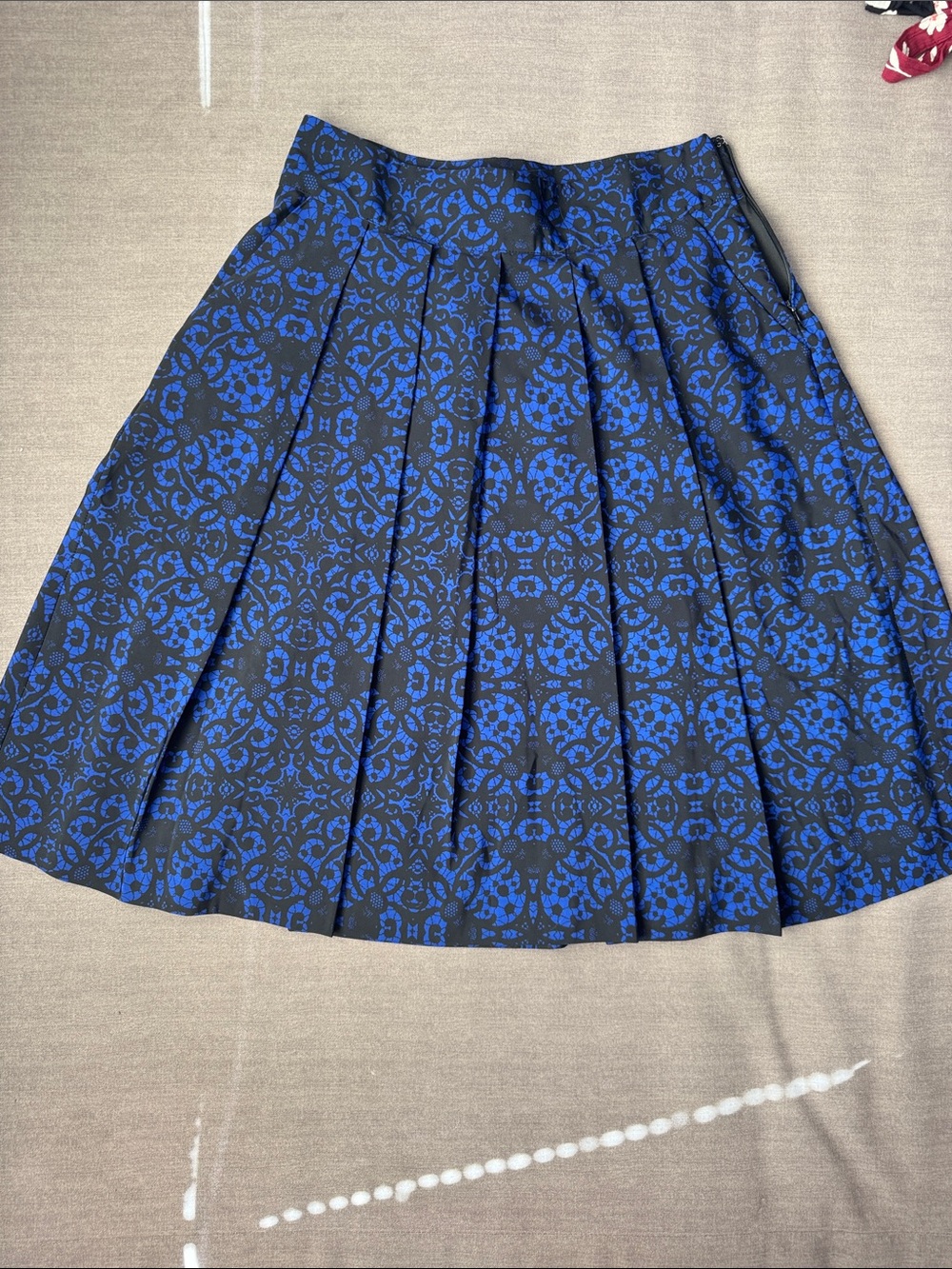 Covington Blue and Black Pleated A-Line Skirt